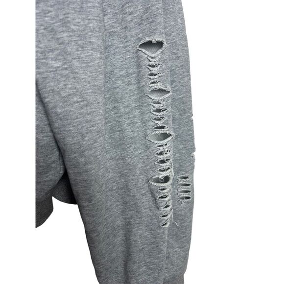 NUDE Grey Shredded Crop Sweatshirt Sz. M - Picture 6 of 6